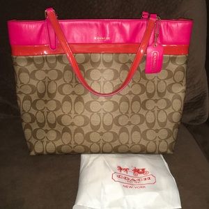 Authentic Coach Purse :: Pink, Orange, & Khaki